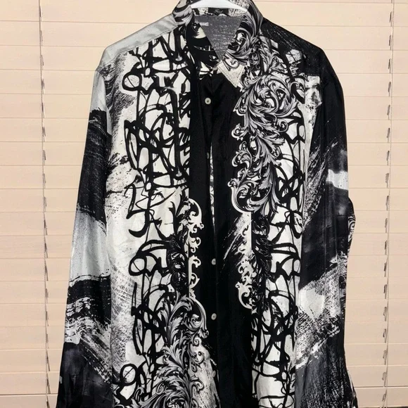 Versace BaroqueGraffiti Silk Shirt (black)